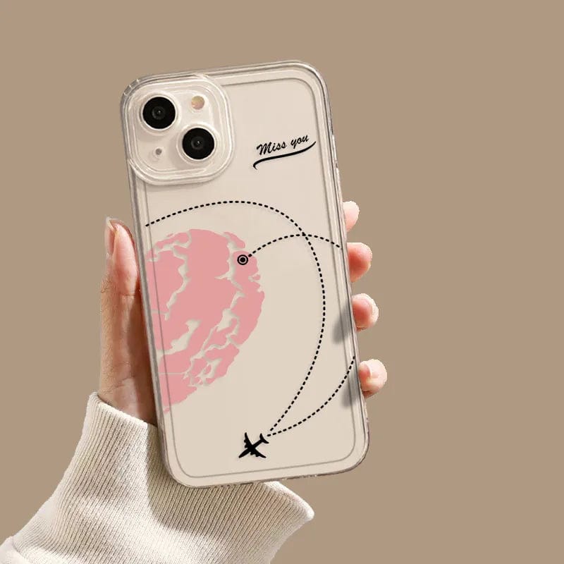 Vogueen iPhone 15 Plus / style 2 Aircraft Love Heart Couple iPhone Case