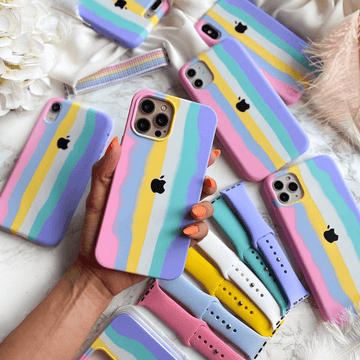 Vogueen iPhone 13 Pro iPhone Silicone Case (Rainbow Design)