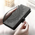 iPhone 13 / Gray Stylish Leather Lanyard Wallet Case