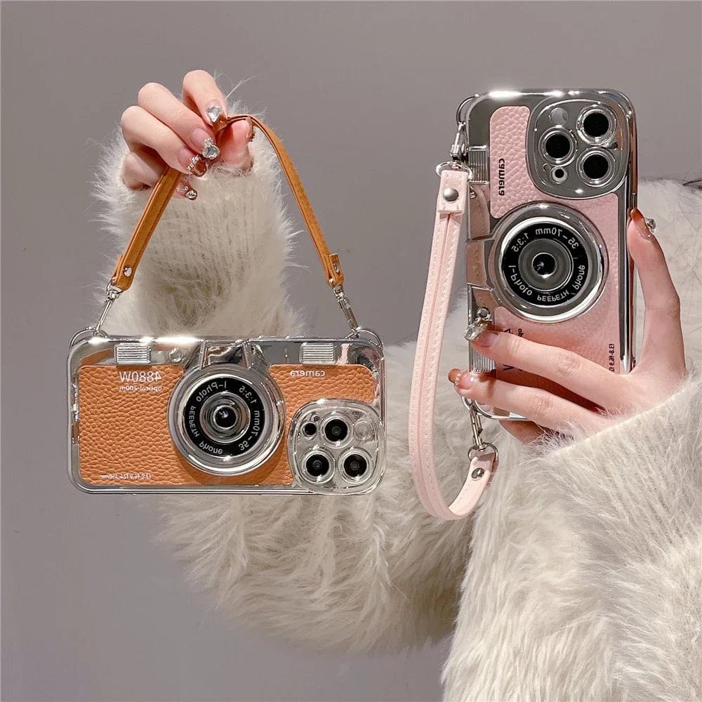 Vogueen Luxury Retro Stereo Camera Lanyard iPhone Case