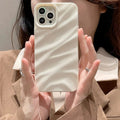 Vogueen Beige White / For iPhone 15 RuffleWave Satin iPhone Case