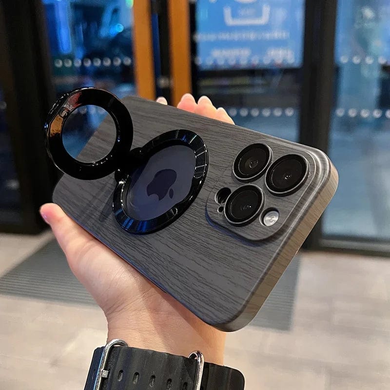 Vogueen Luxury Wood Magsafe Stand iPhone Case