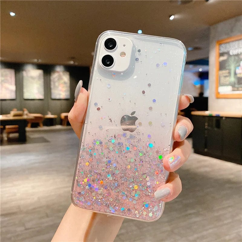 Vogueen Pink / iPhone 12 Pro Cute Gradient Sequins Clear Glitter iPhone Case