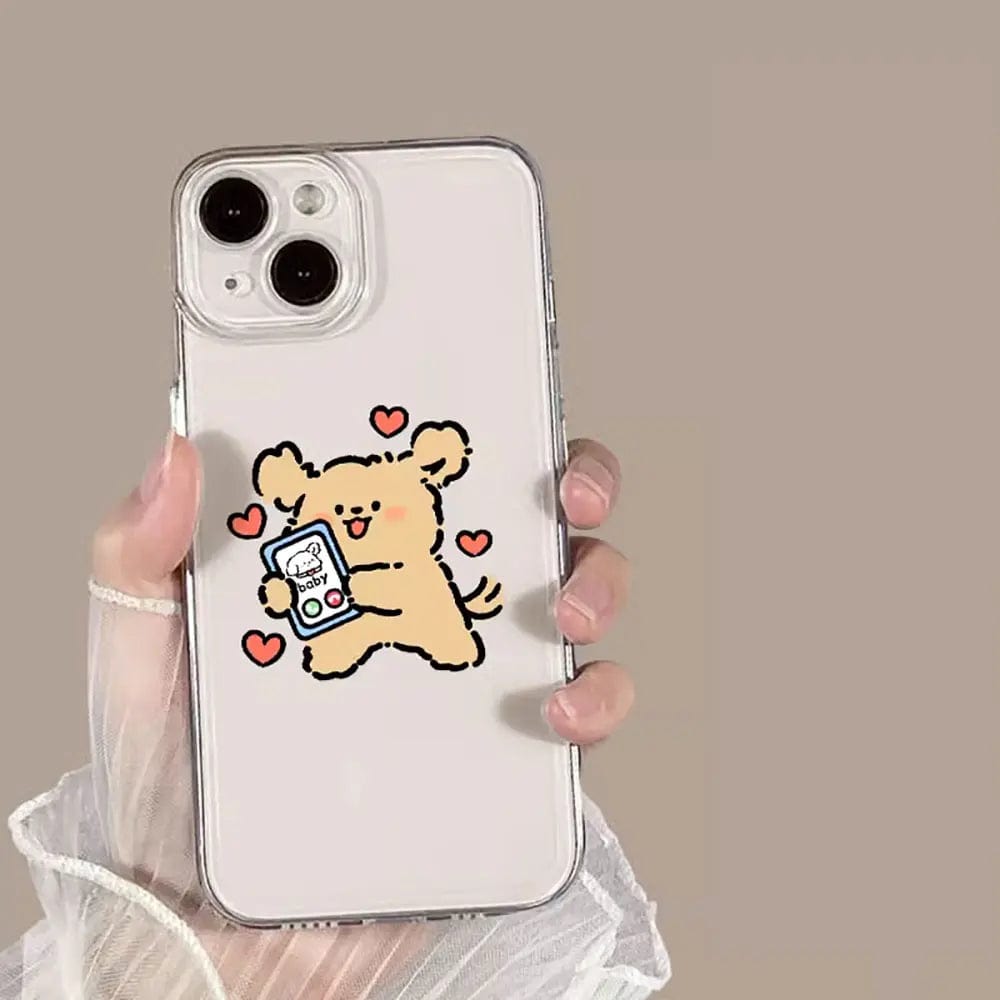 Vogueen iPhone 15 Plus / Style 4 Cute Cartoon Dog Couple iPhone Case