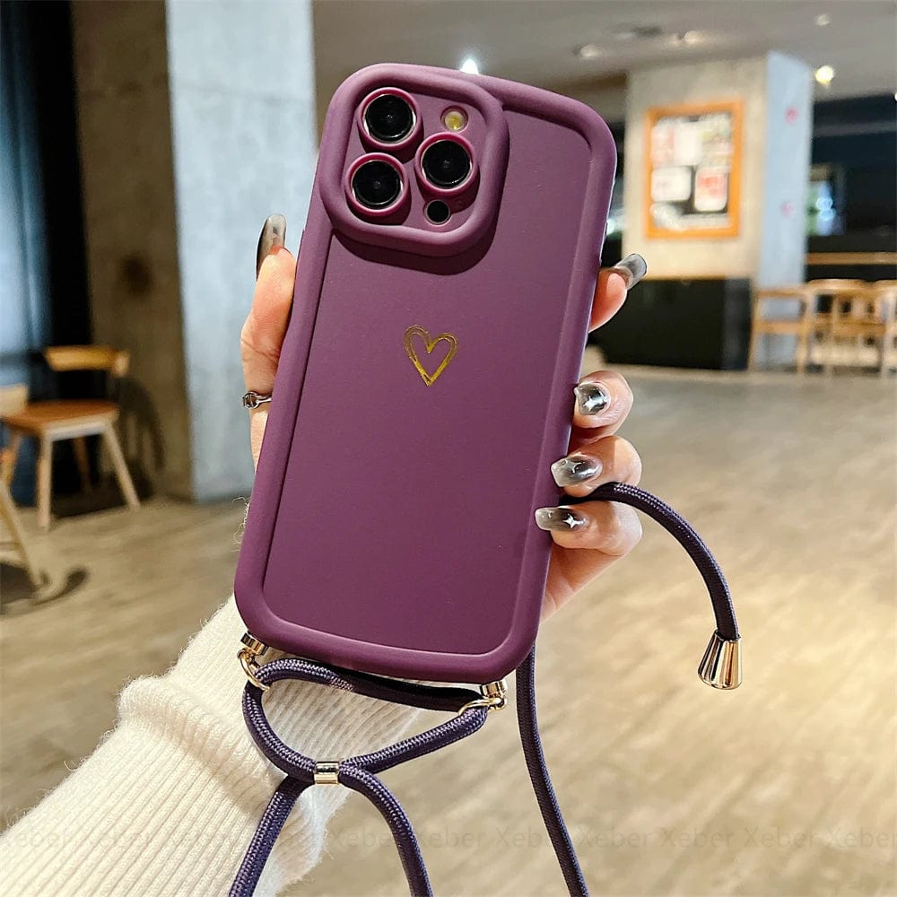 Vogueen Dark Purple / For iPhone 15 HeartLink Crossbody iPhone Case