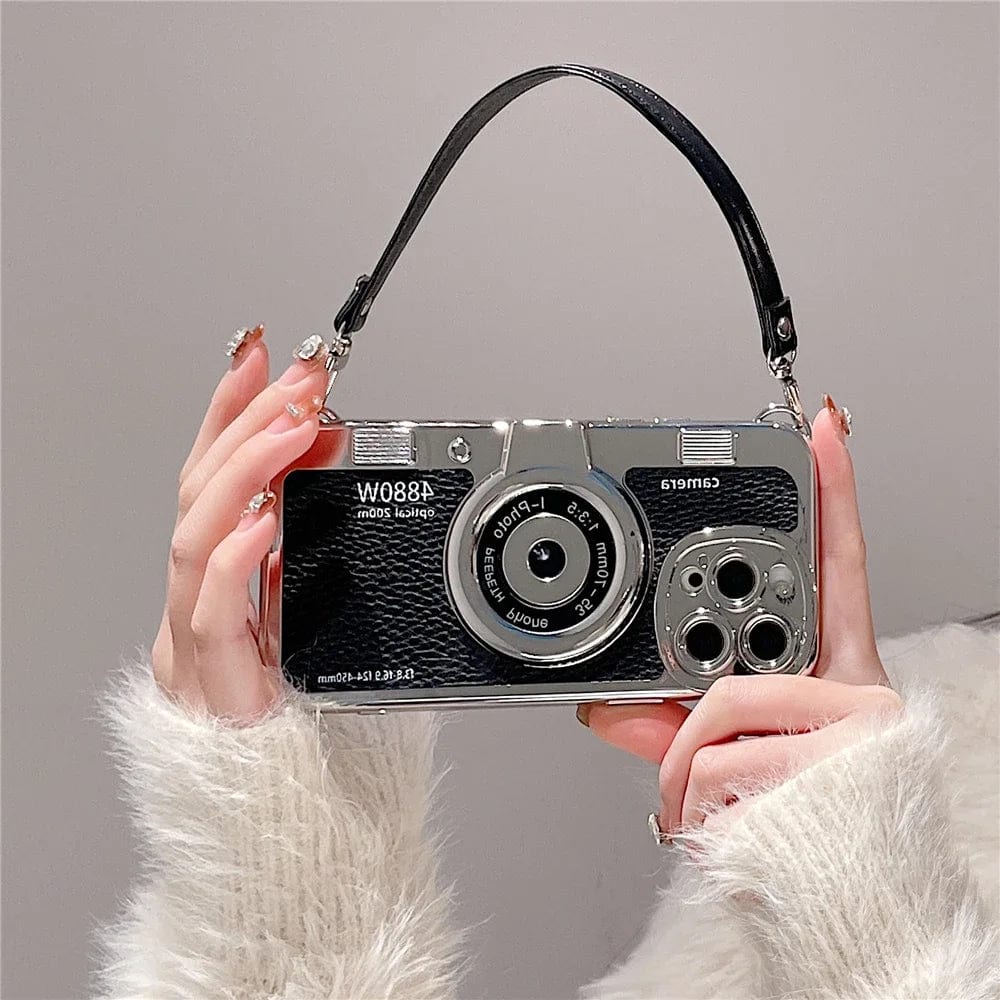 Vogueen Luxury Retro Stereo Camera Lanyard iPhone Case