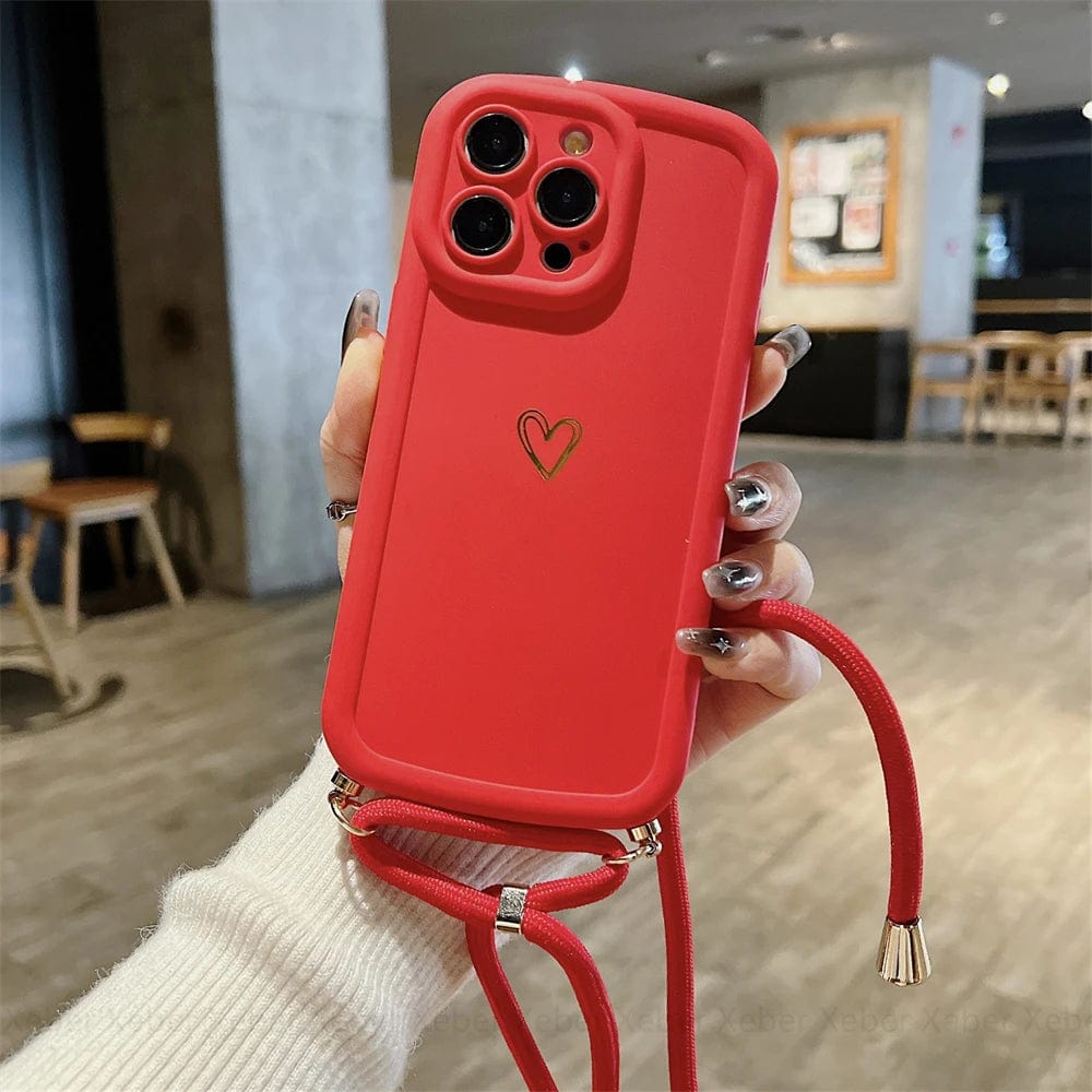 Vogueen Red / For iPhone 15 HeartLink Crossbody iPhone Case