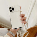 Vogueen White / iPhone 15 Pro Max Luxury Crossbody Wallet Leather iPhone Case