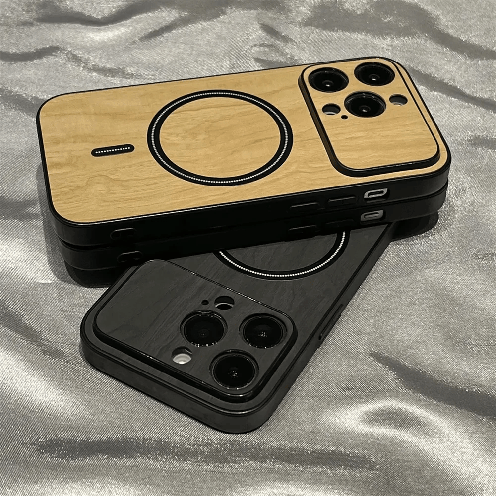 Vogueen Luxury Wood Grain Magsafe Shockproof iPhone Case