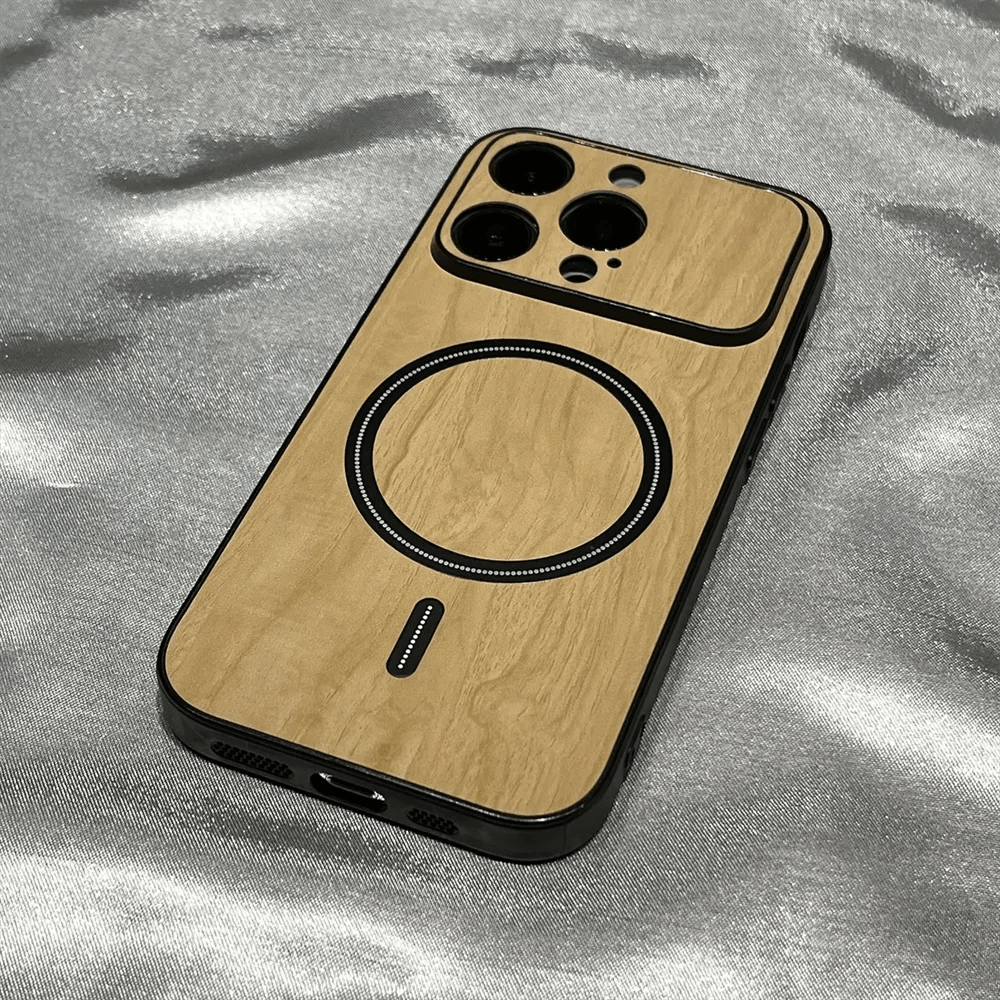 Vogueen Luxury Wood Grain Magsafe Shockproof iPhone Case