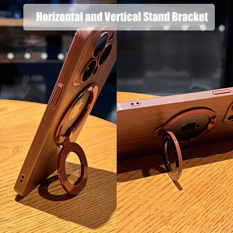 Vogueen Luxury Wood Magsafe Stand iPhone Case