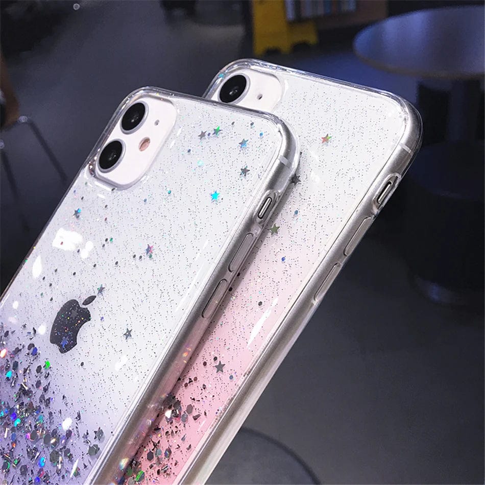 Cute Gradient Sequins Clear Glitter iPhone Case Vogueen Cute Gradient Sequins Clear Glitter iPhone Case Vogueen