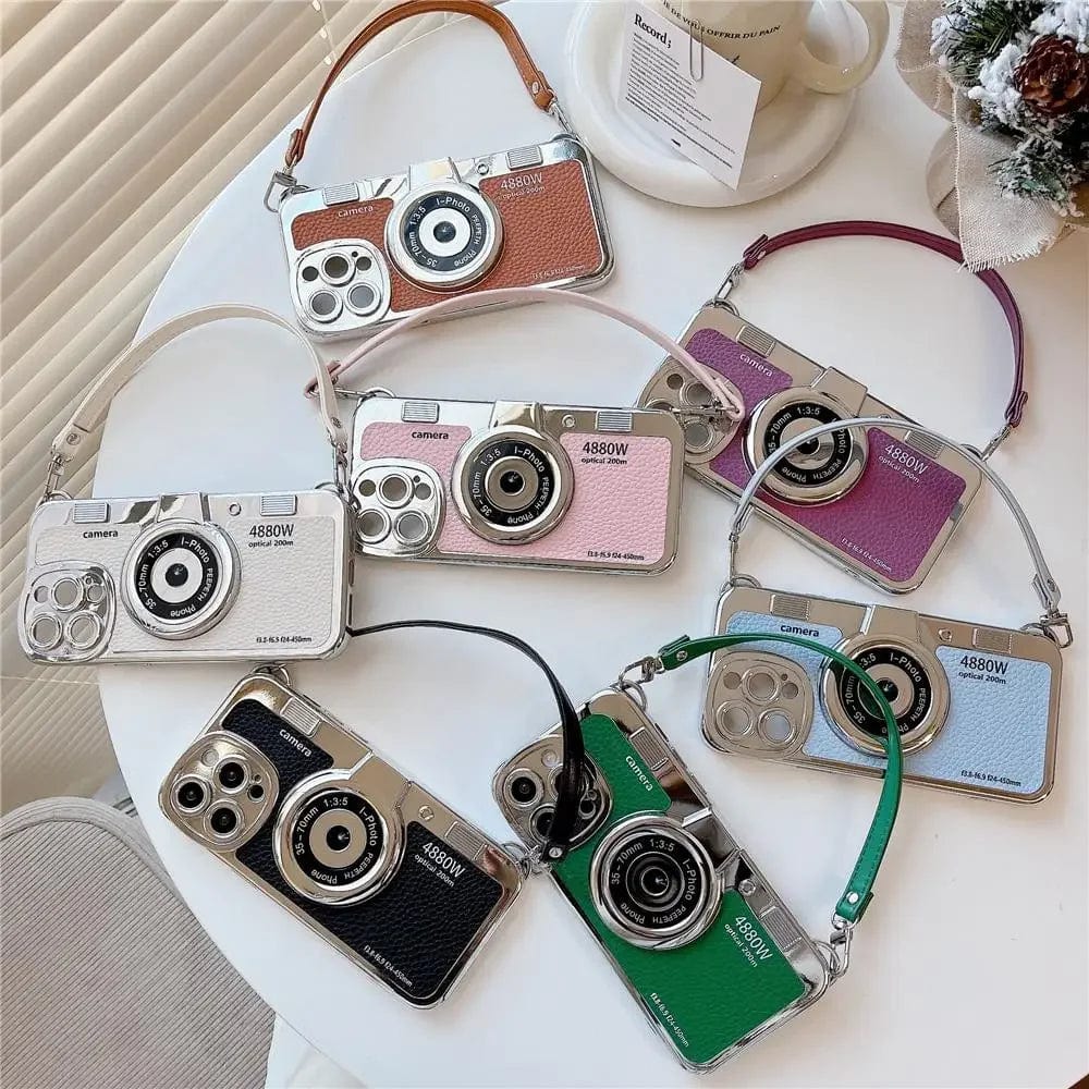 Vogueen Luxury Retro Stereo Camera Lanyard iPhone Case