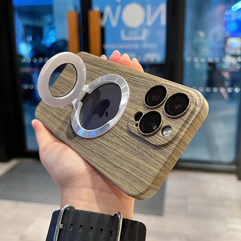 Vogueen Luxury Wood Magsafe Stand iPhone Case