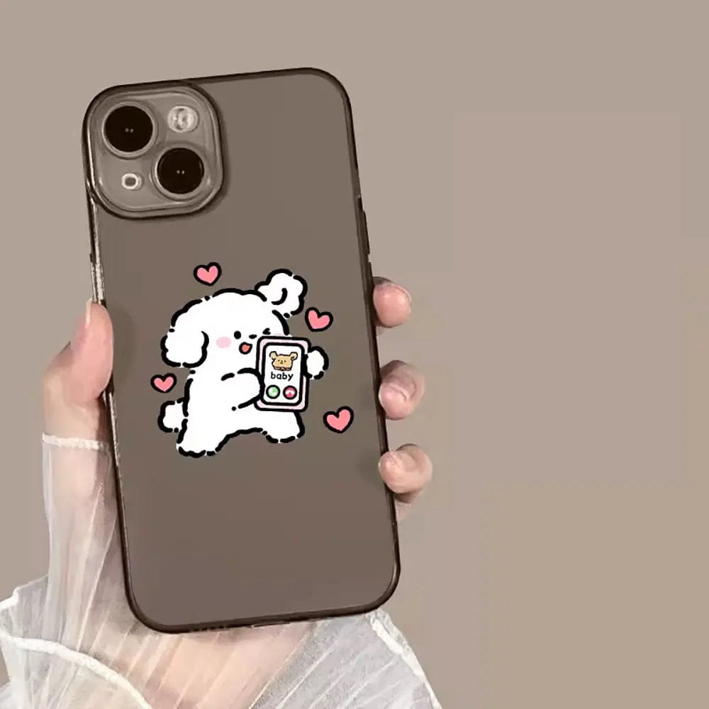 Vogueen iPhone 15 Plus / Style 7 Cute Cartoon Dog Couple iPhone Case