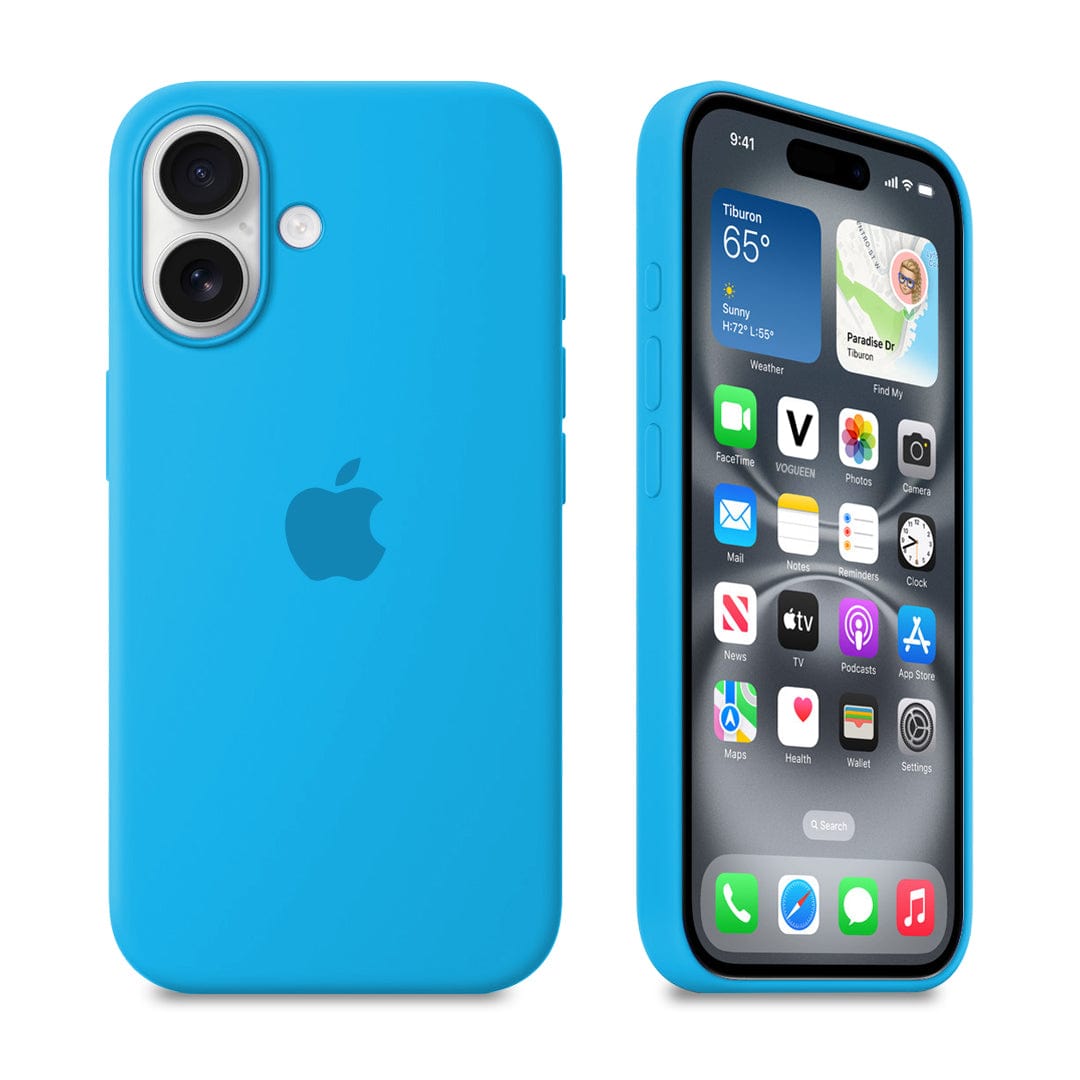iPhone 16 Silicone Case 青 iPhone Silicone Case (Surf Blue) - Vogueen Premium iPhone Cases