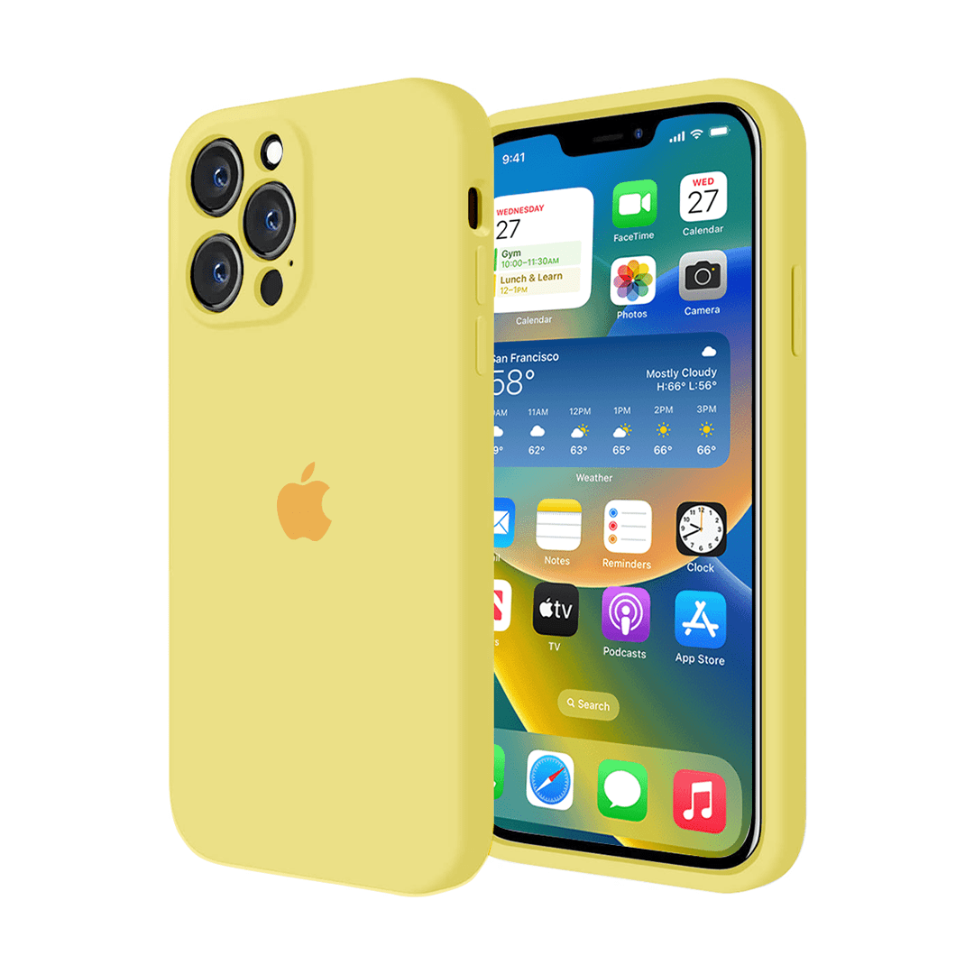 Vogueen iPhone 14 Pro Max iPhone Camera Protection Silicone Case (Yellow)