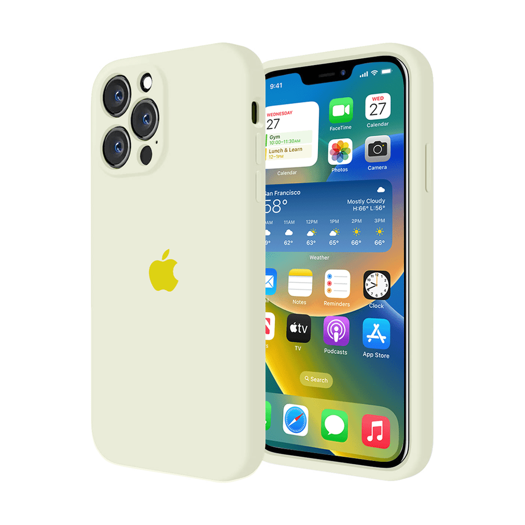 Vogueen iPhone 14 Pro Max iPhone Camera Protection Silicone Case (Creamy Yellow)
