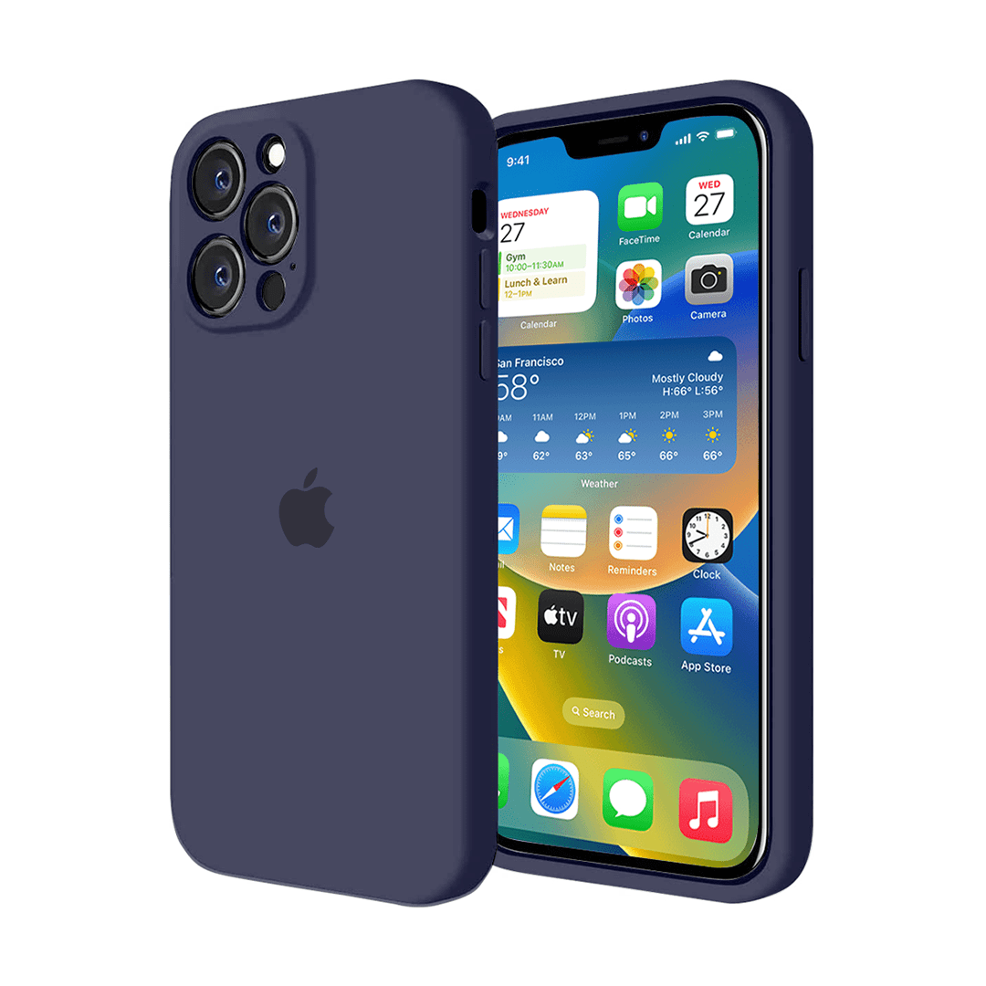 Vogueen iPhone 14 Pro Max iPhone Camera Protection Silicone Case (Midnight Blue)