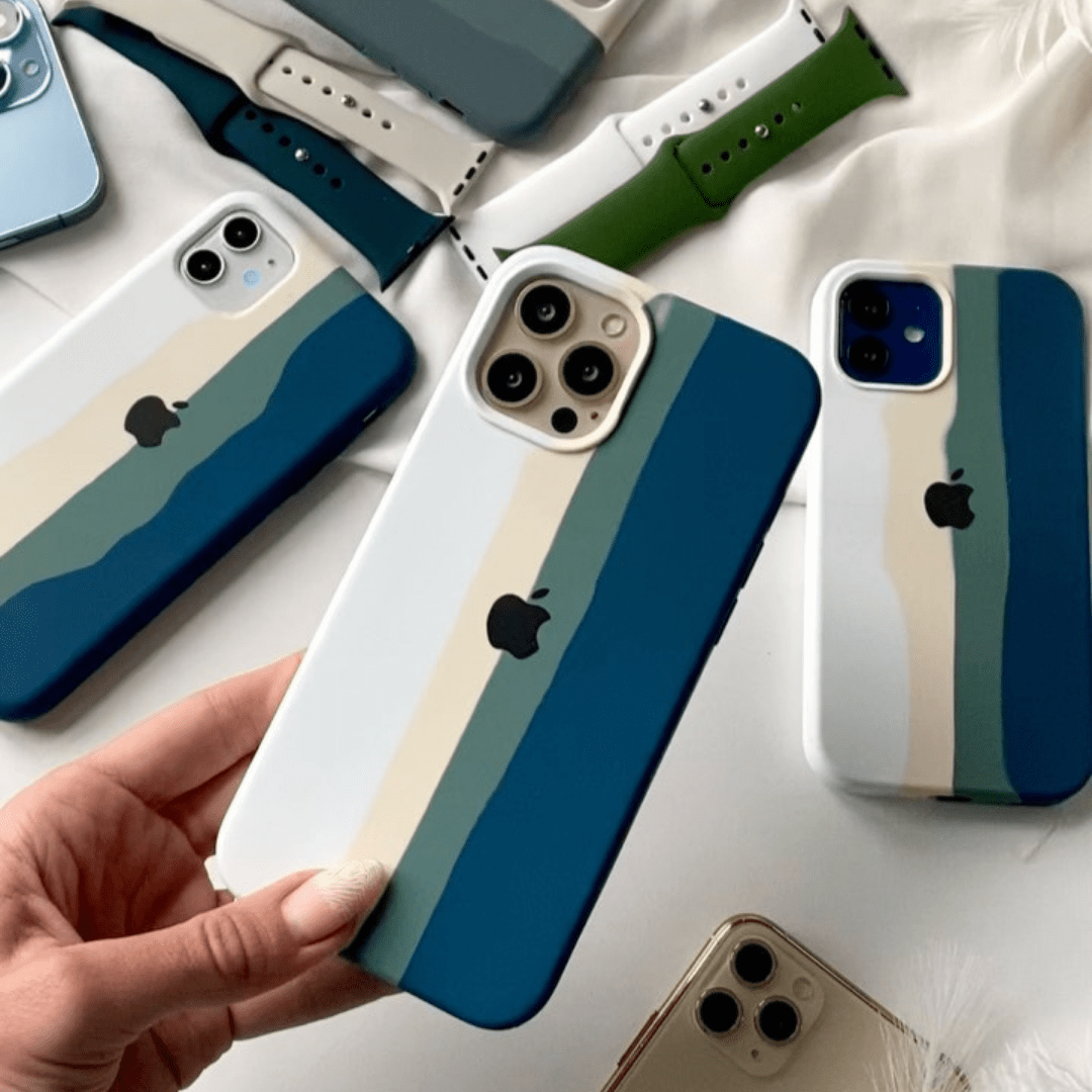 iPhone Silicone Case (Teal Rainbow) Vogueen iPhone Silicone Case (Teal Rainbow) Vogueen