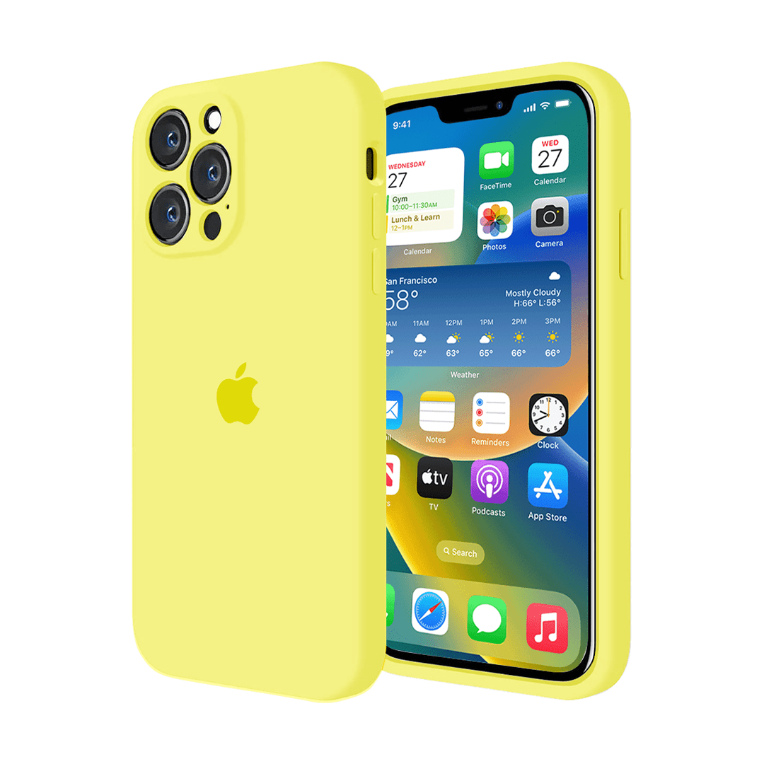 Vogueen iPhone 14 Pro Max iPhone Camera Protection Silicone Case (Flash Yellow)