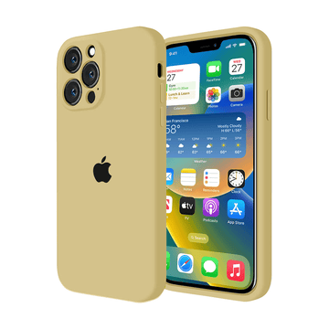 Vogueen iPhone 14 Pro Max iPhone Camera Protection Silicone Case (Golden)