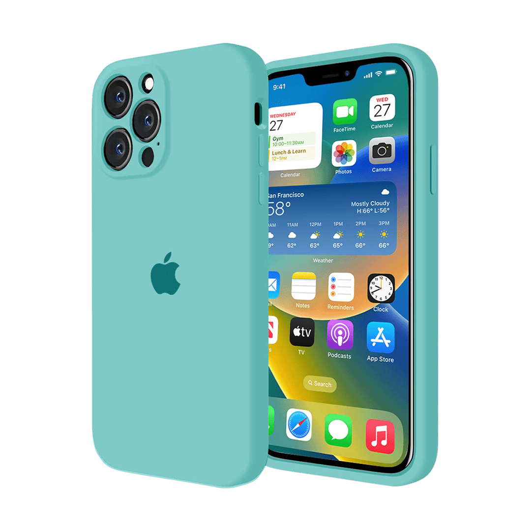 Vogueen iPhone 14 Pro Max iPhone Camera Protection Silicone Case (Ice Sea Blue)