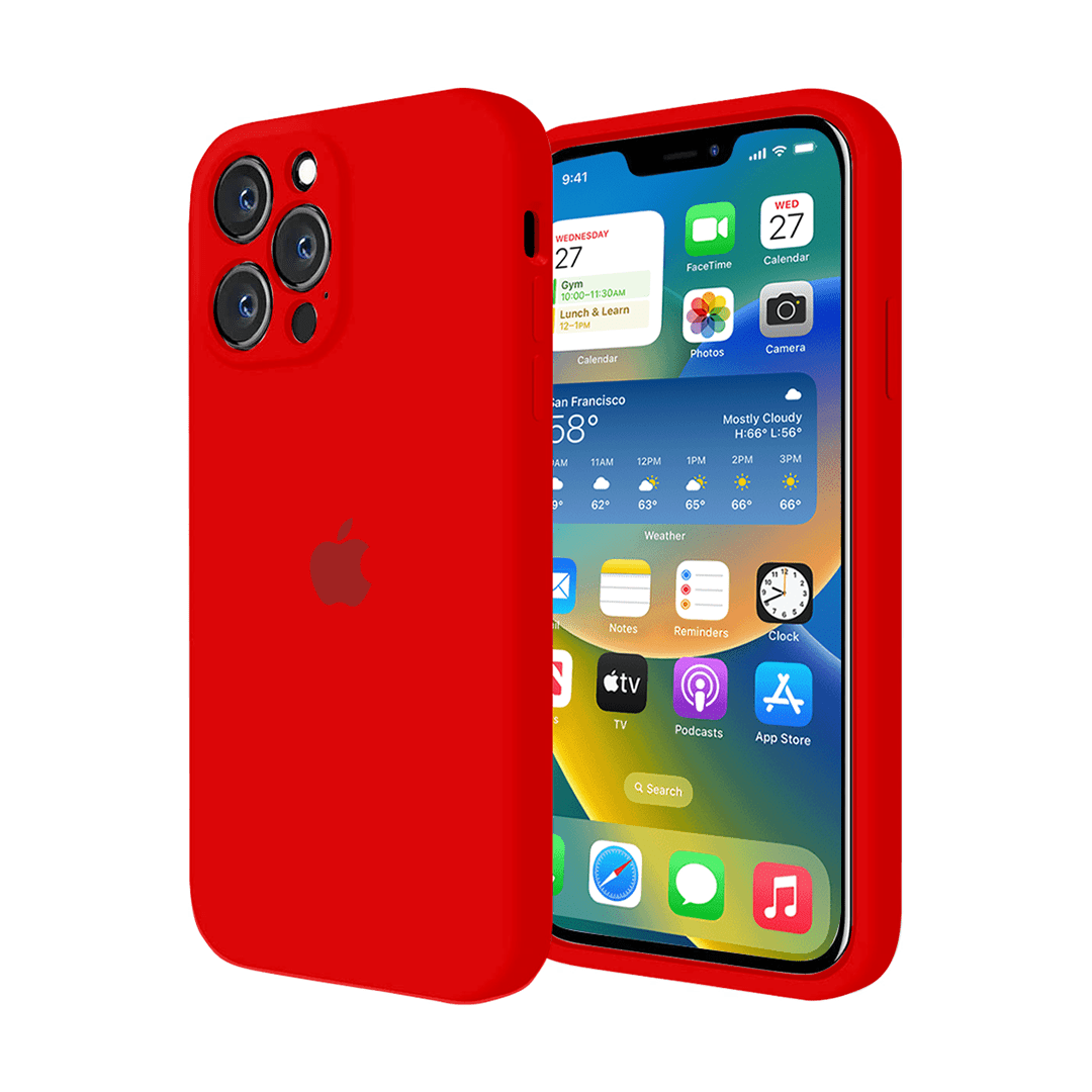 Vogueen iPhone 14 Pro Max iPhone Camera Protection Silicone Case (Red)