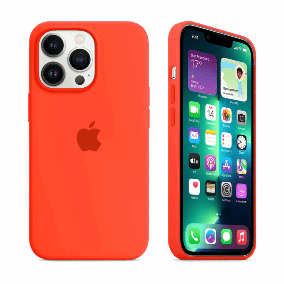 apple silicone case iphone 13 orange