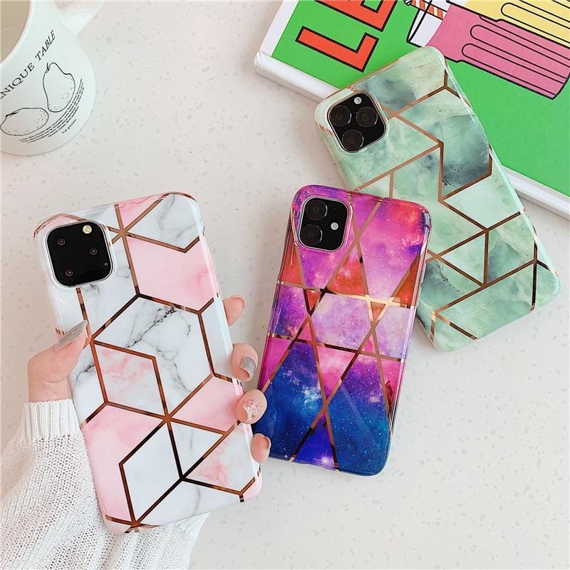 Vogueen Plating Marble iPhone Case