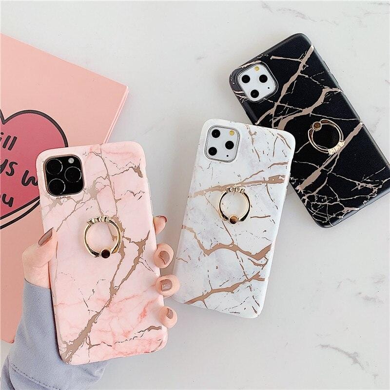 Ring Stand Marble iPhone Case