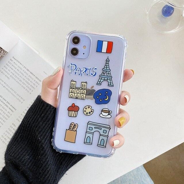 Vogueen For iphone 7 Plus / Paris Cartoon City Symbol iPhone Case