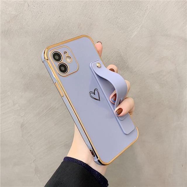 Vogueen For iPhone X or XS / Cadet Blue Wrist Strap Electroplated Bumper iPhone Case