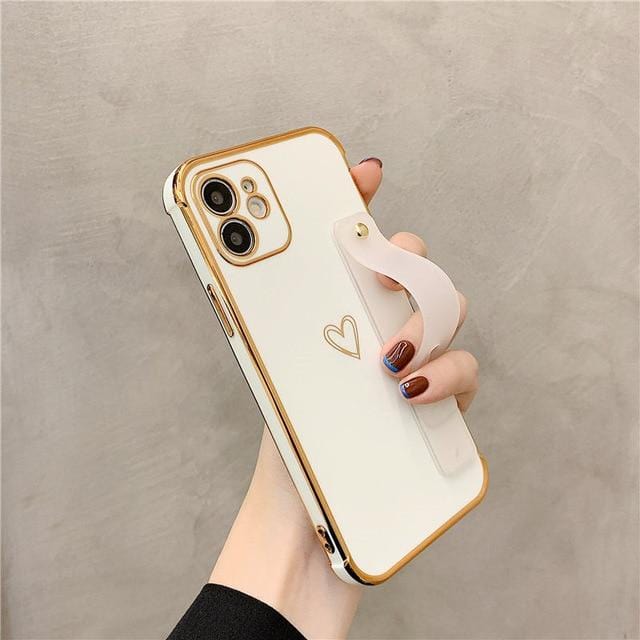 Vogueen For iPhone 12 Pro / Pearl Bush Wrist Strap Electroplated Bumper iPhone Case