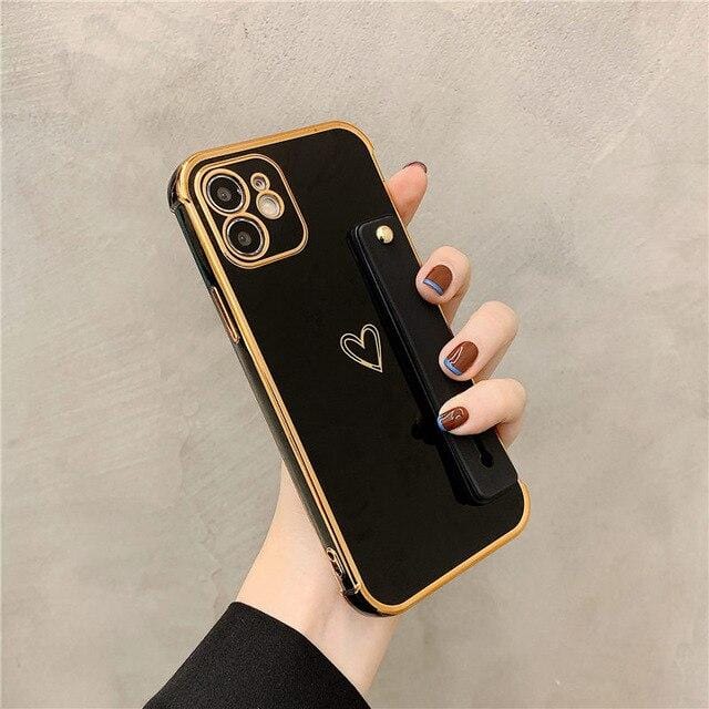 Vogueen For iPhone 7 or 8 / Black Wrist Strap Electroplated Bumper iPhone Case