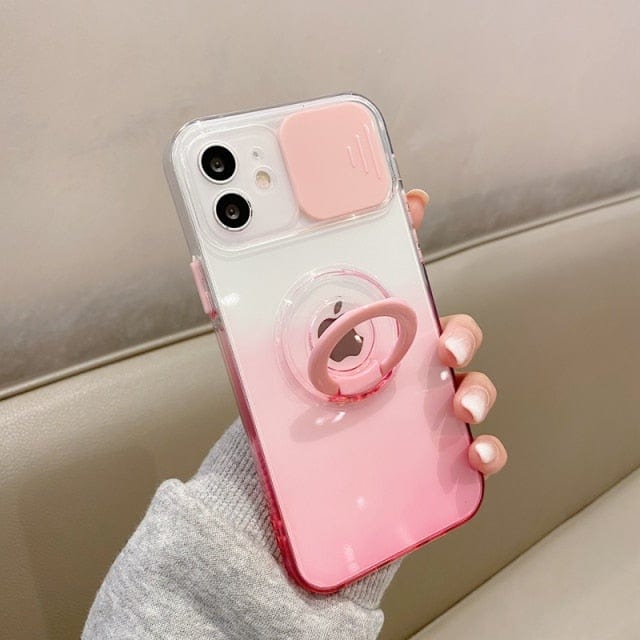 Vogueen For iPhone 11 Pro / Pink Gradient Camera Protection iPhone Case