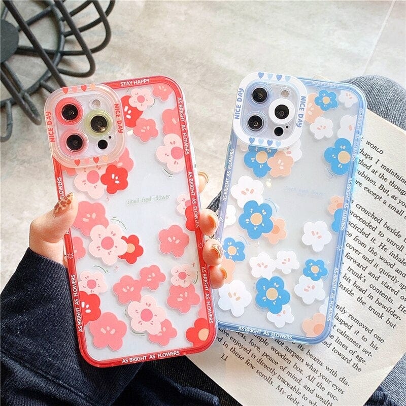 Vogueen Transparent Fashion Flowers iPhone Case