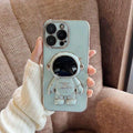 Vogueen For iPhone 12 / Green Electroplated Astronaut Folding iPhone Case